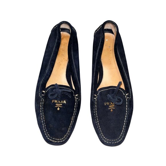 Prada Authentic  Black Suede Loafers Size 9 / 39  Womens - Picture 2 of 9